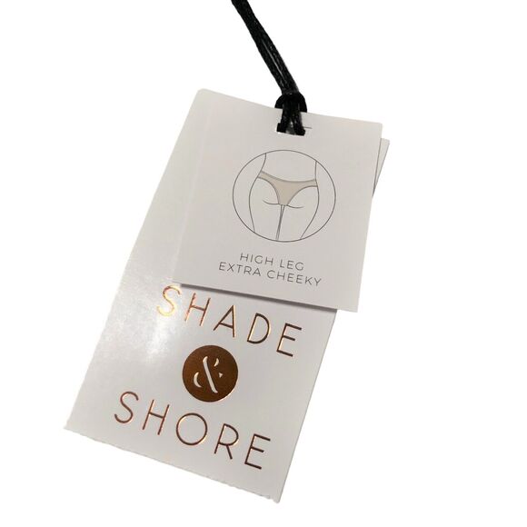 NEW Shade & Shore Ruffle High Leg Extra Cheeky Bikini Bottom Size M Blue Tie-Dye - Picture 7 of 9